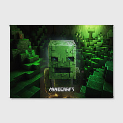 Холст прямоугольный Minecraft зеленый персонаж в пещере, цвет: 3D-принт — фото 2