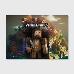 Холст прямоугольный Minecraft персонаж с бородой у горы, цвет: 3D-принт — фото 2