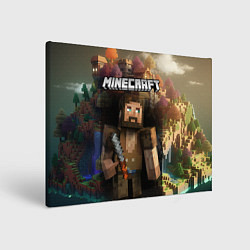Картина прямоугольная Minecraft персонаж с бородой у горы