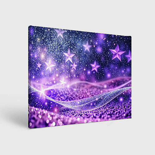 Картина прямоугольная Абстрактные звезды в фиолетовых искрах / 3D-принт – фото 1