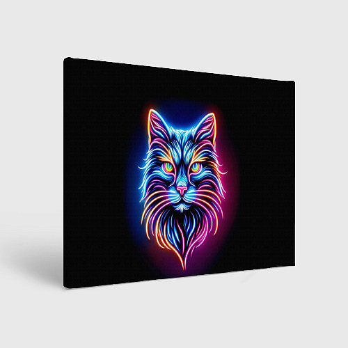Картина прямоугольная Суровый неоновый кот / 3D-принт – фото 1