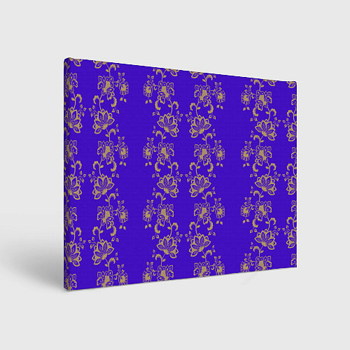 Картина прямоугольная Контурные цветы на фиолетовом фоне / 3D-принт – фото 1