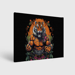 Холст прямоугольный Муай-Тай тигр в стойке боевые искусства, цвет: 3D-принт
