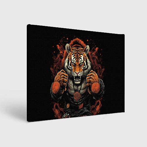 Картина прямоугольная Муай- Тай тигр в стойке боевые искусства / 3D-принт – фото 1