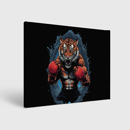 Картина прямоугольная Муай - Тай тигр в стойке боевые искусства / 3D-принт – фото 1