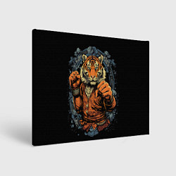 Холст прямоугольный Тигр в стойке тайский бокс, цвет: 3D-принт
