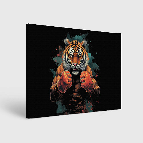 Картина прямоугольная Тигр в стойке тайский бокс / 3D-принт – фото 1