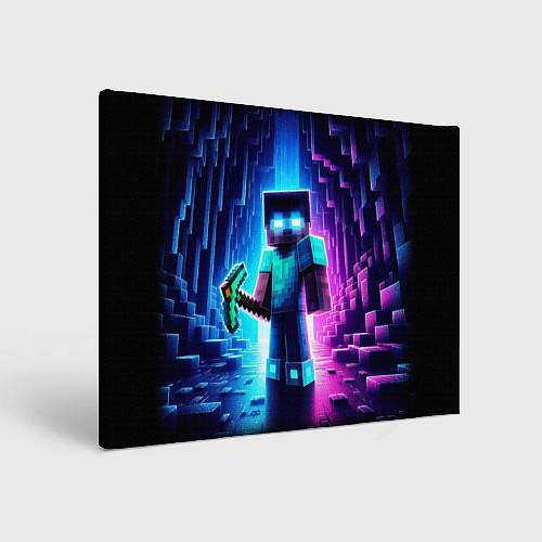 Картина прямоугольная Minecraft - neon character ai art / 3D-принт – фото 1