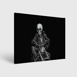 Картина прямоугольная Скелет на мотоцикле