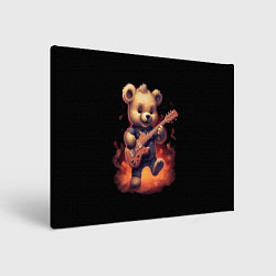 Холст прямоугольный Плюшевый медведь играет на гитаре, цвет: 3D-принт