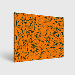 Картина прямоугольная Оранжевый с брызгами зеленой краски