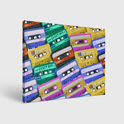Холст прямоугольный Аудио кассеты разноцветные, цвет: 3D-принт