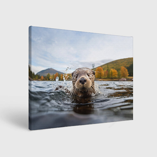 Картина прямоугольная Выдра смотрит из воды / 3D-принт – фото 1