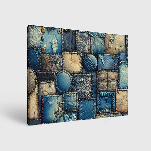 Картина прямоугольная Denim patchwork - ai art / 3D-принт – фото 1