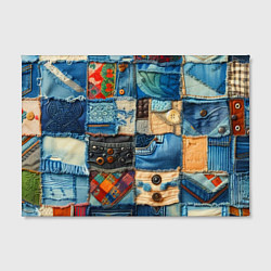 Холст прямоугольный Vanguard denim patchwork - ai art, цвет: 3D-принт — фото 2