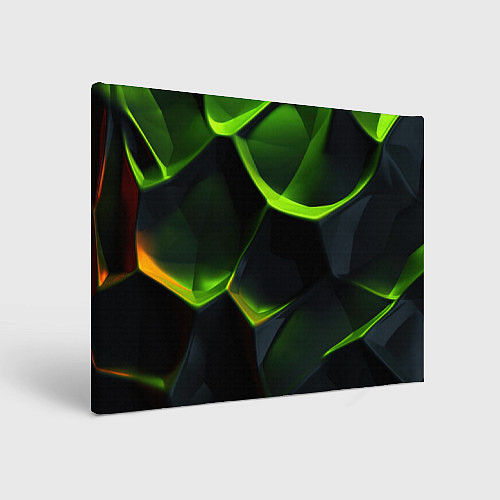 Картина прямоугольная Green neon abstract geometry / 3D-принт – фото 1