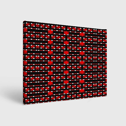 Картина прямоугольная Красные и белые кирпичики на чёрном фоне / 3D-принт – фото 1