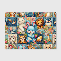 Холст прямоугольный Funny hare and his friends - patchwork, цвет: 3D-принт — фото 2