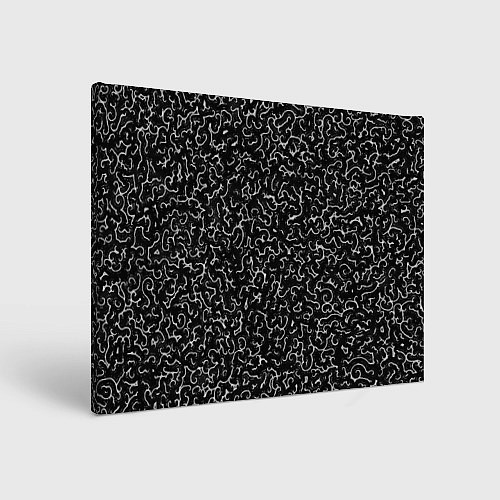 Картина прямоугольная Белые завитушки на черном фоне / 3D-принт – фото 1