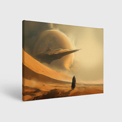 Холст прямоугольный Пустыня и космический корабль - Дюна, цвет: 3D-принт
