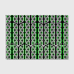 Холст прямоугольный Бело-зелёные треугольники на чёрном фоне, цвет: 3D-принт — фото 2