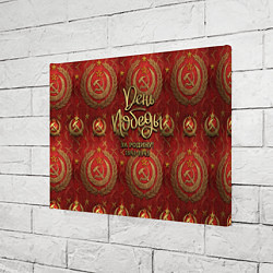 Холст прямоугольный День Победы золотой текст на красном фоне СССР, цвет: 3D-принт — фото 2