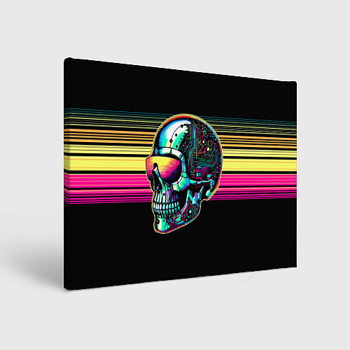 Картина прямоугольная Cyber skull - ai art fantasy / 3D-принт – фото 1