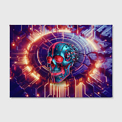 Холст прямоугольный Cyber art skull - steel metal, цвет: 3D-принт — фото 2