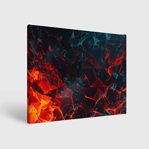 Картина прямоугольная Темная абстракция с разломом красных плит / 3D-принт – фото 1