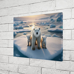 Холст прямоугольный Polar bear with her cubs - ai art, цвет: 3D-принт — фото 2