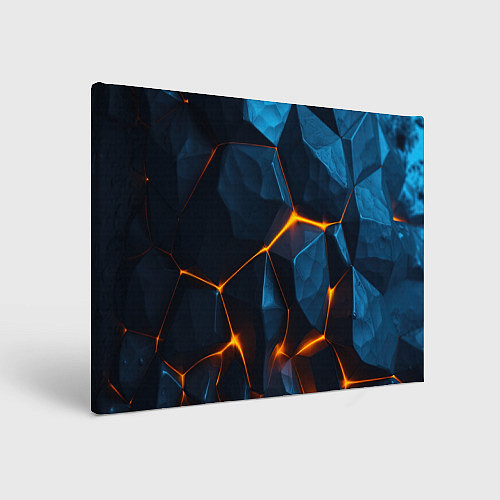 Картина прямоугольная Разлом плит с оранжевым свечением / 3D-принт – фото 1