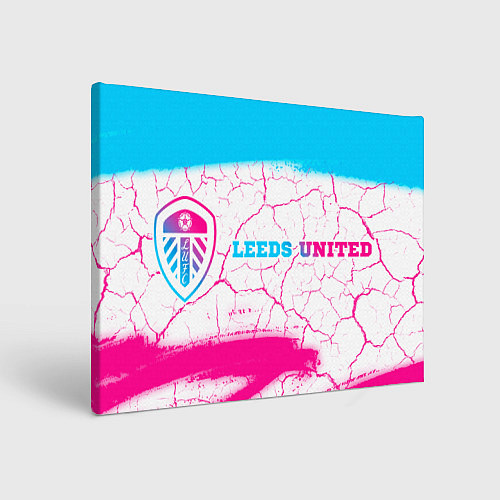 Картина прямоугольная Leeds United neon gradient style по-горизонтали / 3D-принт – фото 1