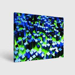 Холст прямоугольный Синие блоки в зеленом тумане, цвет: 3D-принт