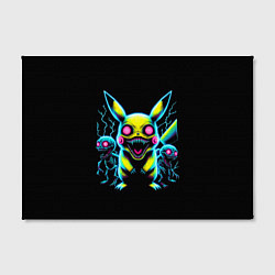 Холст прямоугольный Pikachu and skeletons - neon glow ai art, цвет: 3D-принт — фото 2