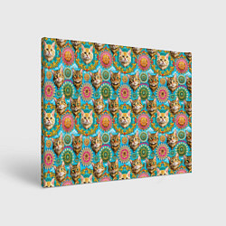 Картина прямоугольная Коты как элемент орнамента мандалы