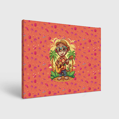 Картина прямоугольная Обезьянка с гитарой летний вайб / 3D-принт – фото 1