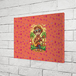 Холст прямоугольный Обезьянка с гитарой летний вайб, цвет: 3D-принт — фото 2