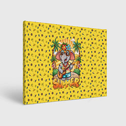 Холст прямоугольный Слон гитарист жаркое лето, цвет: 3D-принт