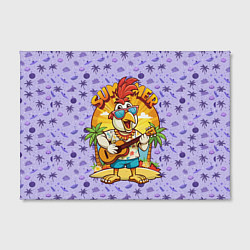 Холст прямоугольный Жаркое лето петух играет на гитаре, цвет: 3D-принт — фото 2