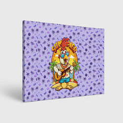 Картина прямоугольная Жаркое лето петух играет на гитаре