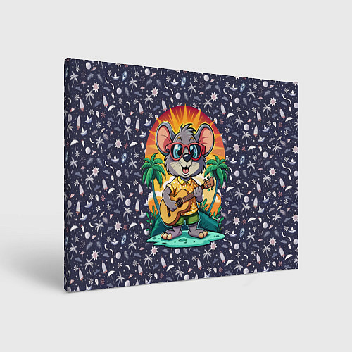 Картина прямоугольная Грызун играет на гитаре жарким летом / 3D-принт – фото 1