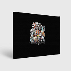 Холст прямоугольный Стикеры с мультяшными скелетами, цвет: 3D-принт