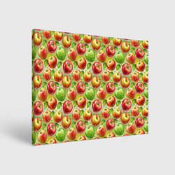 Холст прямоугольный Натуральные яблоки паттерн, цвет: 3D-принт
