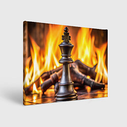 Картина прямоугольная Шахматы - король на фоне огня