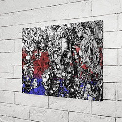 Холст прямоугольный Череп и скелеты на фоне флага России, цвет: 3D-принт — фото 2