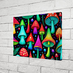 Холст прямоугольный Неоновые мухоморы в горошек, цвет: 3D-принт — фото 2
