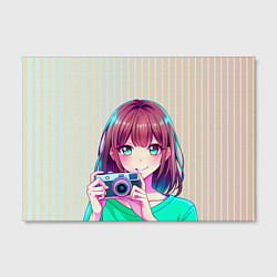 Холст прямоугольный Девушка с фотоаппаратом, цвет: 3D-принт — фото 2