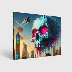 Холст прямоугольный Cool pixel skull - ai art fantasy, цвет: 3D-принт