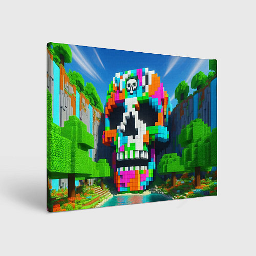 Картина прямоугольная Minecraft landscape with skull - ai art fantasy / 3D-принт – фото 1