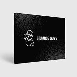 Картина прямоугольная Stumble Guys glitch на темном фоне по-горизонтали